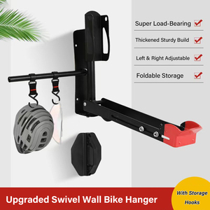 Ajustable 180° °   Support <span class=keywords><strong>mural</strong></span> rotatif pour <span class=keywords><strong>vélo</strong></span>, support télescopique pour le rangement des vélos, support d'intérieur pour économiser de l'espace avec crochets - Product Image 1