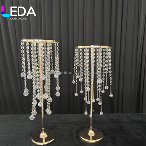 ขาตั้งดอกไม้ประดับคริสตัลสีทองทรงสูง LEDA สำหรับตกแต่งงานแต่งงานและงานปาร์ตี้ - Product Image 2