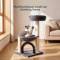 Arbre à chat en bois massif tout-en-un, gain de place, 70 cm, griffoir et plateforme de jeu pour chat