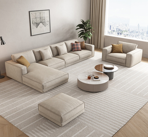 Sofá Modular de Tela Estilo Americano Moderno para Tres Personas, Sofá Concubina <span class=keywords><strong>Noble</strong></span> Color Crema, en Línea Recta, para Sala de Estar - Product Image 5