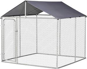 Chenil extérieur pour chiens avec toit, grand enclos pour chiens, enclos extérieur robuste pour chiens, parc pour animaux domestiques avec maillons de chaîne galvanisés - Product Image 4