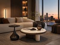 Table basse de luxe avec surface en pierre naturelle, mobilier de salon moderne, fabricant OEM