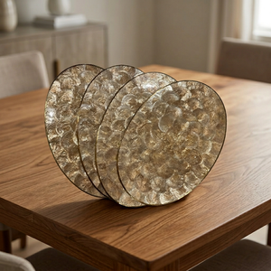 Modern Natural Oval Capiz <b>Placemat</b> Made From Shell <b>for</b> Everyday <b>Table</b> Display and Home Decor Use From Vietnam - Product Image 3