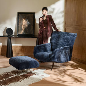 Fauteuil Pétale de Luxe Nordique en Chenille, Fauteuil Pivotant pour Salon, Canapé Simple avec Structure de Cadre - Product Image 2