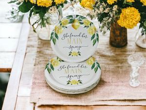 FDA Approved 9-Inch <b>Disposable</b> White <b>Plate</b> with Lemon FOIL 350gsm Scalloped Edges for Parties and Events - Product Image 5