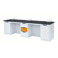Table de laboratoire industrielle avec armoire latérale et rangement intégré pour expériences