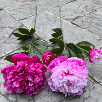 Tiges de pivoines artificielles en gros, 2 têtes, bouquet de fleurs en soie imitation pivoine pour la décoration de lieux de mariage et l'aménagement intérieur