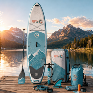 Planche de <span class=keywords><strong>paddle</strong></span> <span class=keywords><strong>gonflable</strong></span> 2026 tendance, directement de l'usine, 320x76x15cm, bleu clair et blanc, design <span class=keywords><strong>simple</strong></span>, logo personnalisé OEM, pas cher - Product Image 1