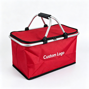 Portable Collapsible Picnic Basket Durable Storage Bag Custom Brand Logo Folding Tote for Camping Travel Grocery Shopping Use - Product Image 3