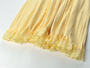 2026新款端庄连衣裙交叉领镂空蕾丝拼接修身长款鱼尾裙女奶油黄休闲针织连衣裙 - Product Image 5