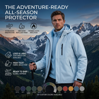 Chaqueta Técnica para Hombre con Cremallera Asimétrica, Capucha, Color Sólido, Estilo Gorpcore, Moda para Exteriores, Etiqueta Privada Personalizada, Venta al Por Mayor OEM