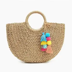 A Nova Bolsa De Palha Popular Bolsas Bolas Para Mulheres Bag Das Viajantes Modernas Sacos Ferias Praia Vintage Rattan