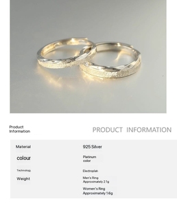 Anillos de Pareja de Plata de Ley 925 Grabados Personalizados, Anillos de Promesa Ajustables para <span class=keywords><strong>Regalo</strong></span> de Boda - Product Image 6