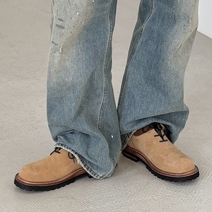 Vintage workwear style thick-<b>soled</b> trendy leather shoes men suitable business wear low-top <b>boots</b> height-increasing hiking shoes - Product Image 3