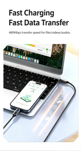 Câble <span class=keywords><strong>de</strong></span> données USB-C Flowing Glow LED avec charge rapide PD 27W, coque métallique, <span class=keywords><strong>fil</strong></span> tressé anti-casse pour téléphone <span class=keywords><strong>Apple</strong></span> OEM ODM - Product Image 5