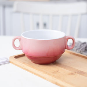 Vendita calda ciotole in porcellana Design classico esclusivo con manico tazza in ceramica binaurale - Product Image 4