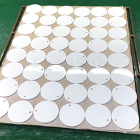 Lot de 3 pouces, double face, lisse, émaillé, rond, blanc uni, vierge, pour impression UV, artisanat, souvenir, ornement de Noël en céramique