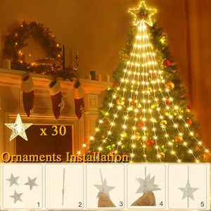 Led Cây giáng sinh Topper Sao đèn trong nhà/ngoài trời Xmas trang trí nội thất với PVC Thác Cổ Tích chuỗi cho các bên Patio trang trí - Product Image 4