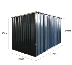 Cobertizo de jardín de metal para exteriores personalizado a prueba de agua de alta calidad, puertas y rejillas de ventilación con cerradura de 11x6 pies
