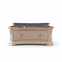 Table basse carrée de style antique de luxe sur mesure avec plateau en marbre naturel, meubles de salon de style américain/français