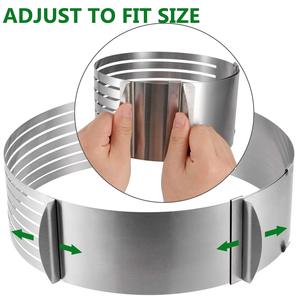 Großhandel Verstellbarer <span class=keywords><strong>7</strong></span>-Schichtiger 6-12 Zoll Silberner Lebensmittelechter Edelstahl Wiederverwendbarer Umweltfreundlicher Nur Handwäsche Nötig Mousse-Kuchenring - Product Image 3