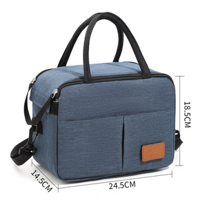 Lunch Bag Oxford Cloth Insulated With <b>Ice</b> <b>Pack</b> Portable <b>Cooler</b> For Food Storage Gray Navy Blue - Product Image 5