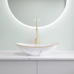 Fregadero ovalado moderno, lavabo de encimera, lavabo de mano con escurridor para <span class=keywords><strong>Becken</strong></span> de cerámica para baño, lavabo de cerámica, lavabo de baño - Product Image 3