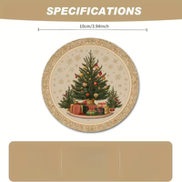 Assiettes de présentation en bois, lot de 4, rondes, vintage, motif sapin de Noël 2D avec flocon de neige doré
