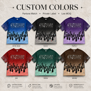 T-shirt da uomo 100% cotone, grafica oversize con strass, personalizzata, stile vintage, spessa, bianca, con taglio a strati. - Product Image 3