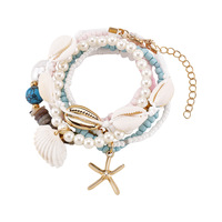 Ensemble de bracelets faits à la main en perles, coquillages et étoiles de mer, style bohème estival