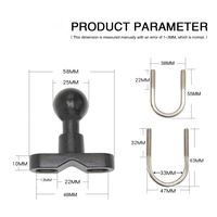 Support de téléphone pour moto, vélo, trottinette, avec adaptateur de fixation à boulon en U, base pour rail rond et pince de guidon