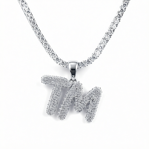 Collar con Colgante de Diamante TM, Oro Blanco de 18K, Chapado en Plata, Corte Brillante, Diamante Sintético Cultivado en Laboratorio, Estilo Hiphop, Unisex, para Uso Diario - Product Image 1