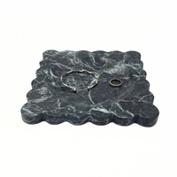 Plateau décoratif et plateau de service carré en marbre vert foncé naturel NANWEI, de luxe, pour armoire et table, adapté aux aliments