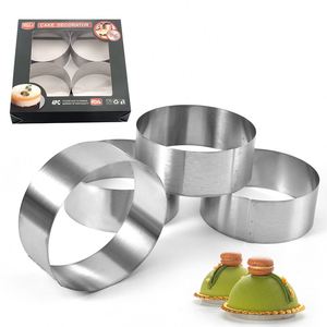 Ensemble de cercles à pâtisserie et mousses en acier inoxydable de 4 pouces, prix direct usine, vente en gros personnalisée pour la pâtisserie - Product Image 1