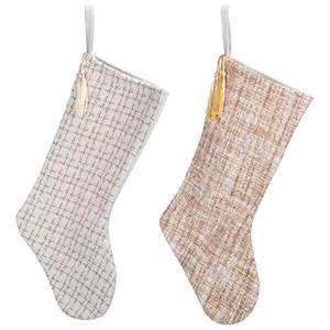 Sac cadeau <span class=keywords><strong>de</strong></span> Noël avec glands élégants en peluche Chaussettes <span class=keywords><strong>de</strong></span> luxe blanches et beiges personnalisées <span class=keywords><strong>de</strong></span> Noël - Product Image 2