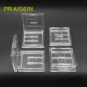 Supplier produces 6 color plastic eye shadow case packaging custom square empty transparent eyeshadow container