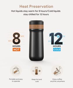 Personalized Gift 320ml Transparent Stainless Steel Vacuum Insulated Portable Camping Coffee French Press <b>Maker</b> 8-12 Hours - Product Image 4