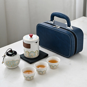 Portable Ceramic Tea <b>Set</b> With <b>Teapot</b> And Cups Antique Design Travel Gift Dehua County Made - Product Image 2