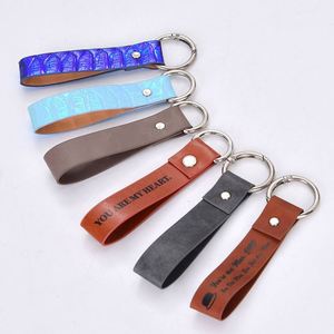 PU Leather Keychain <b>Key</b> Pendant Metal Ring Car <b>Key</b> Ring <b>Lanyard</b> Strap Access Card Laser Closure Type None Made China Style Other - Product Image 4