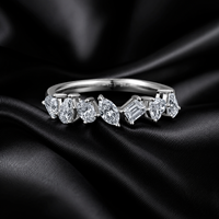 Cincin Emas Putih 18K Berlian Alami Bentuk Campuran Pir Marquise Zamrud Cincin Kawin Berlian Alami
