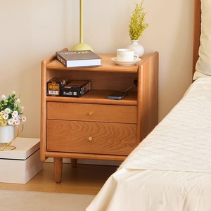 Table de chevet Weimi 45 cm en bois de cerisier, table de nuit avec rangement, chambre à coucher, moderne et minimaliste - Product Image 3