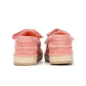 Chaussures bateau plates et décontractées OEM ODM pour femmes en jute, espadrilles, mocassins à lacets, EVA avec semelle tressée en jute, rose, fabriquées au Bangladesh - Product Image 3