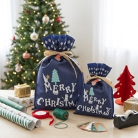 Sac à cordon portable réutilisable de designer en plastique non tissé pour cadeaux de Noël