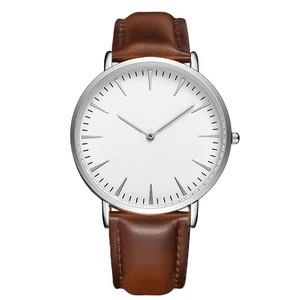 Boîtier en alliage ultra-mince pour hommes et bracelet en cuir, cadran de 40mm de diamètre, logo <span class=keywords><strong>personnalisable</strong></span>, design classique bon marché, cadeau parfait - Product Image 3