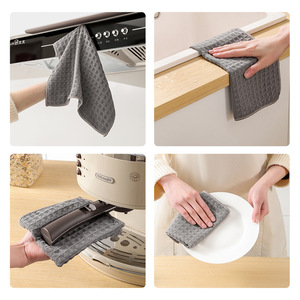 Kitchen Dishcloth Waffle Microfiber Absorbent Oil Resistant For Pots And Pans Cleaning - Product Image 5