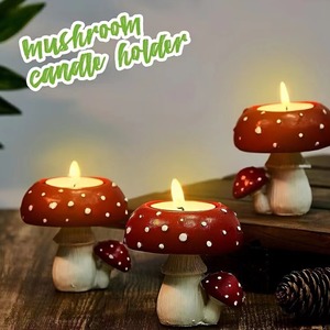 Mushroom Tea Light Holder Resin Home Decoration <b>Candlestick</b> Red With <b>White</b> Dots Eco Friendly Craft Ornament - Product Image 2