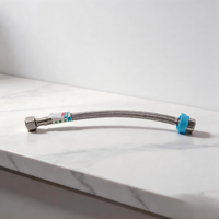 Tuyau d'eau tressé de qualité commerciale en acier inoxydable 304, avec écrou en cuivre/laiton épaissi et joint d'étanchéité en silicone épaissi pour salle de bain