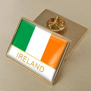 High quality Flag of Ireland crystal gel drop badge brooch flag badges of all countries in the world