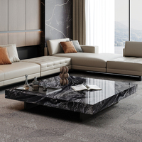 Grande table basse de luxe en marbre Table basse de style moderne en marbre noir nordique