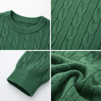 Pull en tricot torsadé pour homme avec logo personnalisé, en laine et coton, col rond, doux et chaud, tricot d'hiver, fabrication OEM ODM